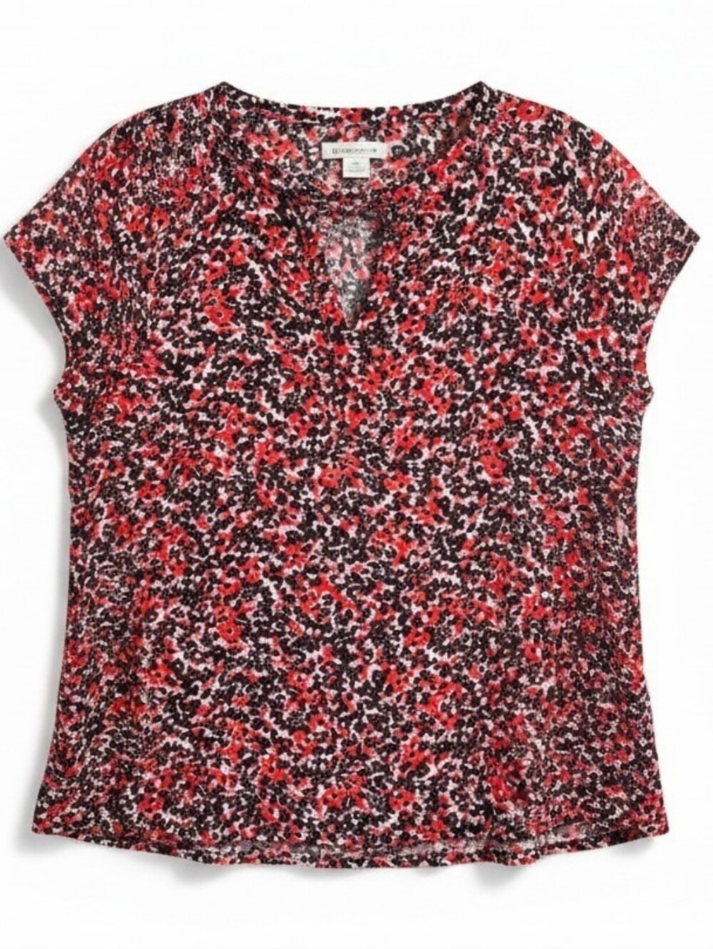 Liz Claiborne Red and Navy Sheer Tie-Back Blouse